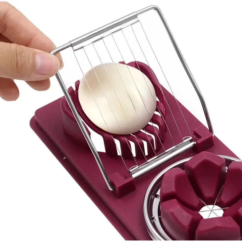 Multifunctional Egg Cutter Stainless Steel Egg Slicer Sectioner Cutter Mold Flower-Shape Luncheon Meat Cutter Kitchen Gadgets