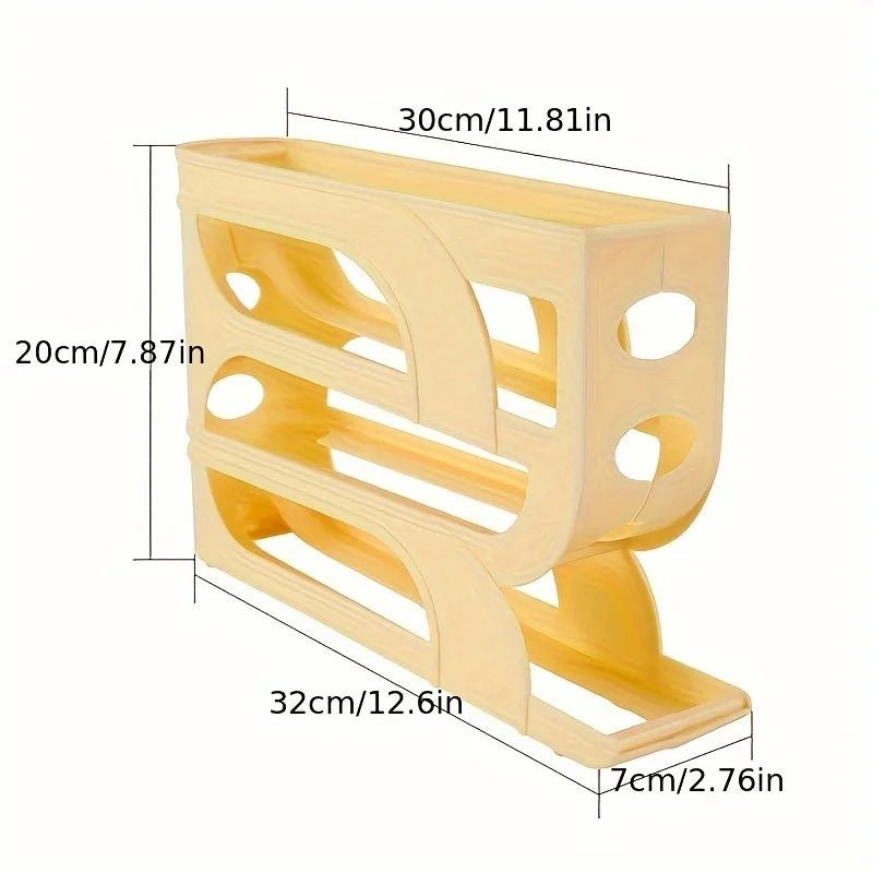4 Tier Rolling Egg Dispenser Space - Saving Automatic Egg Roller Dispenser Display Rack Organizer for Kitchen Refrigerator Storage - Youlander