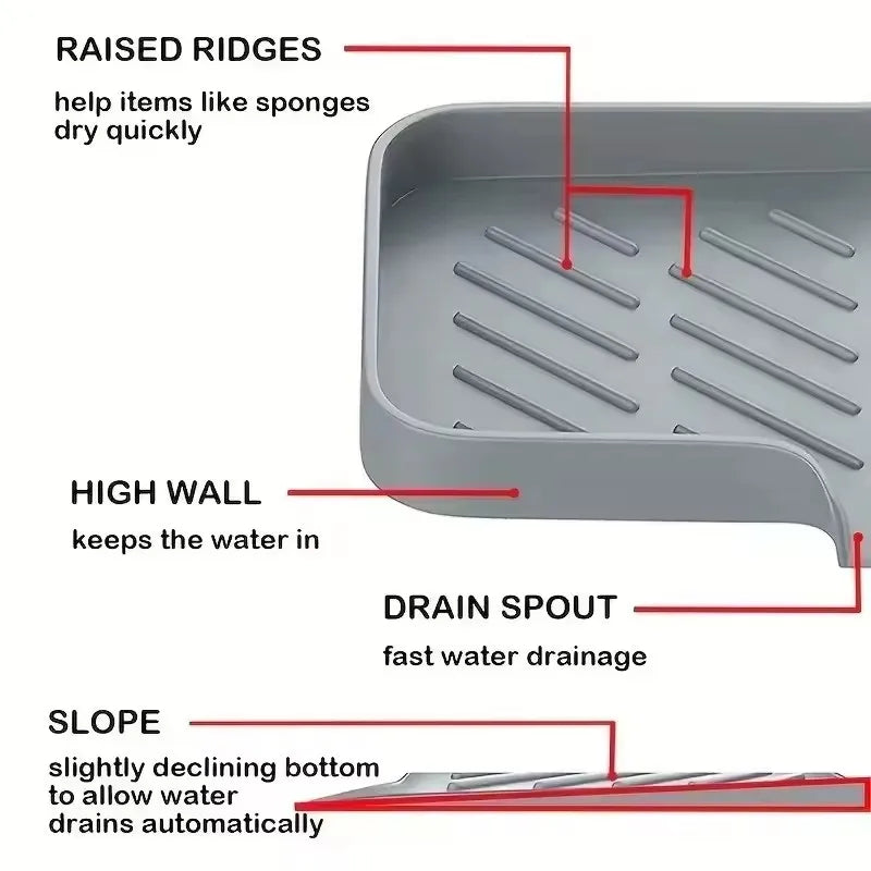 Silicone Sink Mat – Faucet Splash Guard & Tray