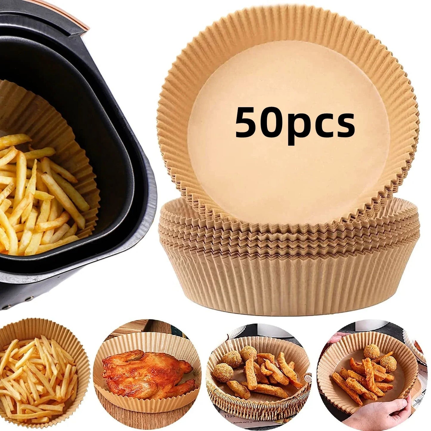 50/100/200pcs Disposable Air Fryer Paper Round/Square Special Paper Food Silicon Oil Paper Air Fryer Liners Baking Paper - Youlander