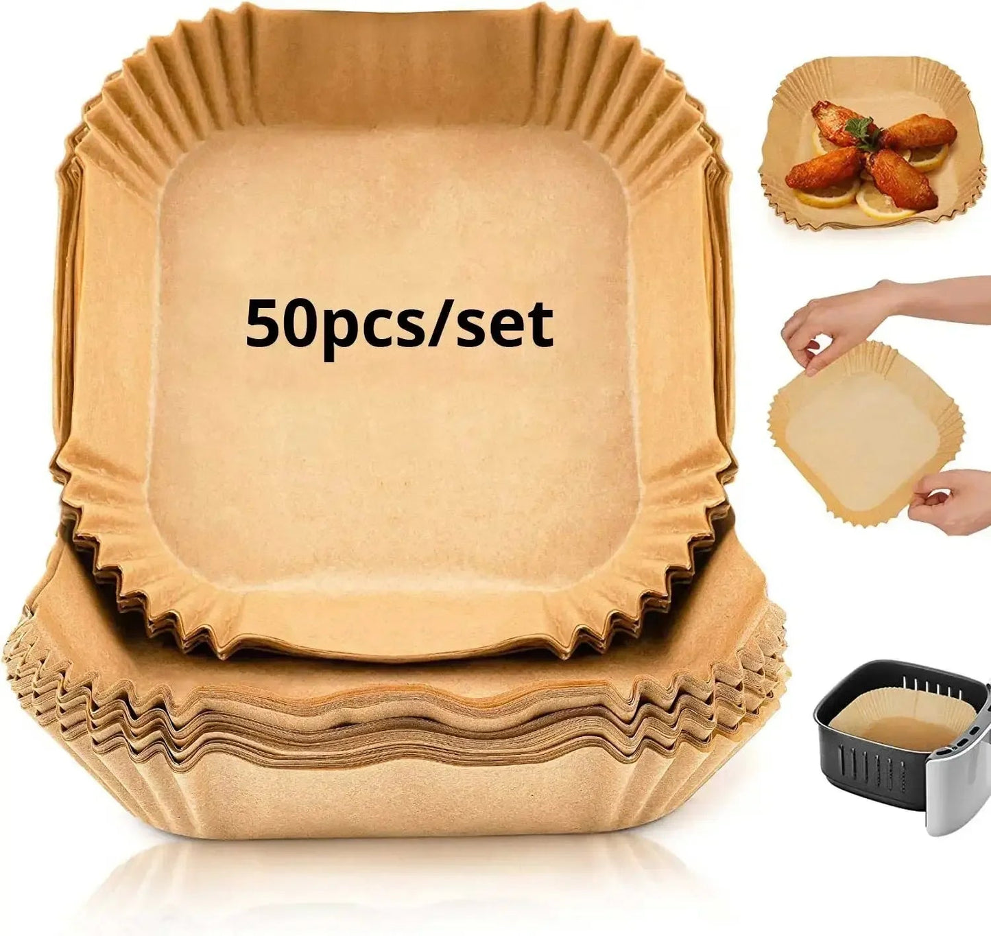 50/100/200pcs Disposable Air Fryer Paper Round/Square Special Paper Food Silicon Oil Paper Air Fryer Liners Baking Paper - Youlander
