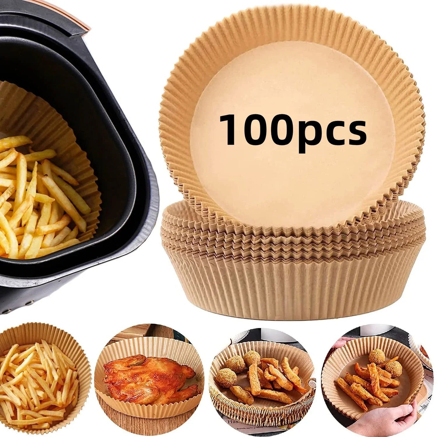 50/100/200pcs Disposable Air Fryer Paper Round/Square Special Paper Food Silicon Oil Paper Air Fryer Liners Baking Paper - Youlander