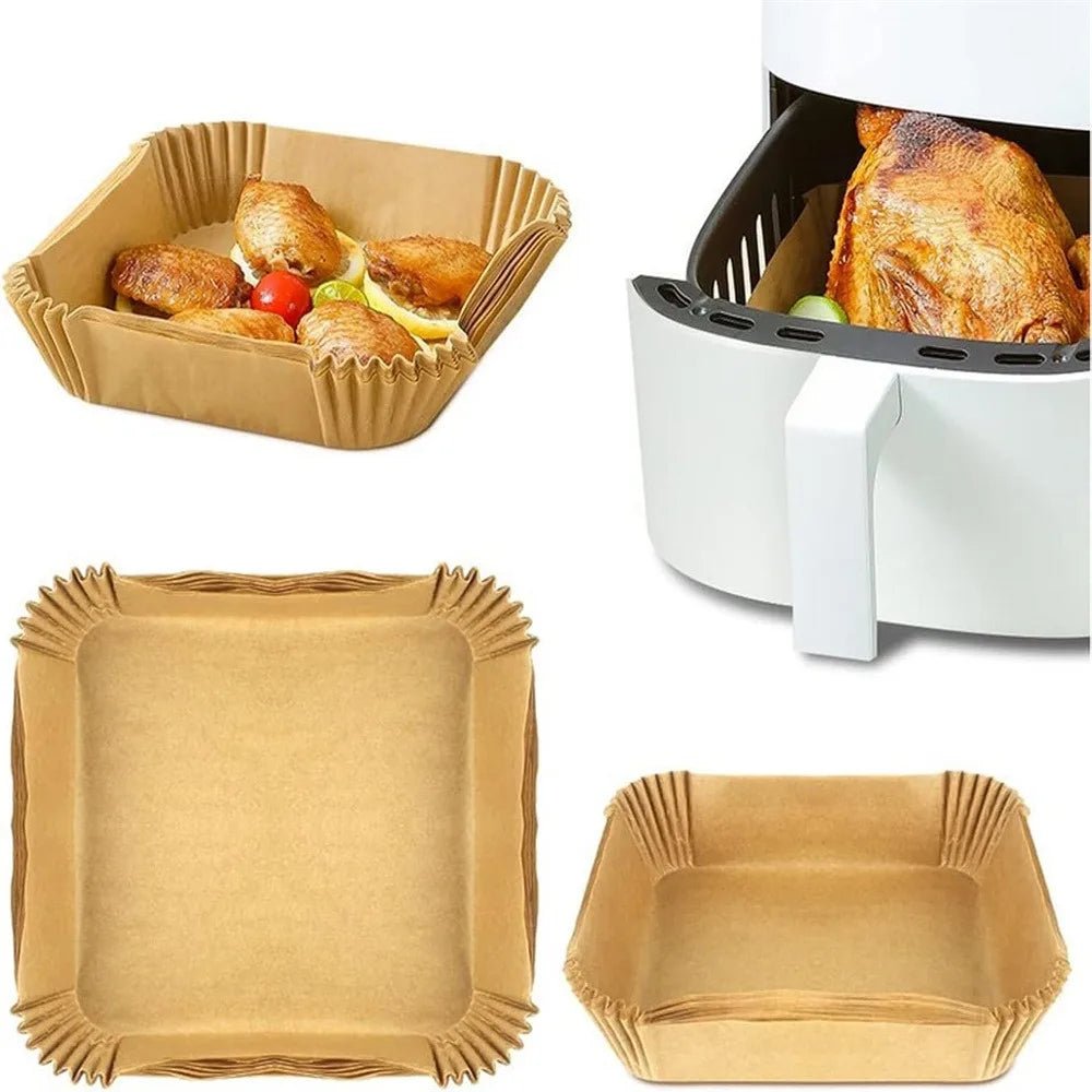 50/100/200pcs Disposable Air Fryer Paper Round/Square Special Paper Food Silicon Oil Paper Air Fryer Liners Baking Paper - Youlander