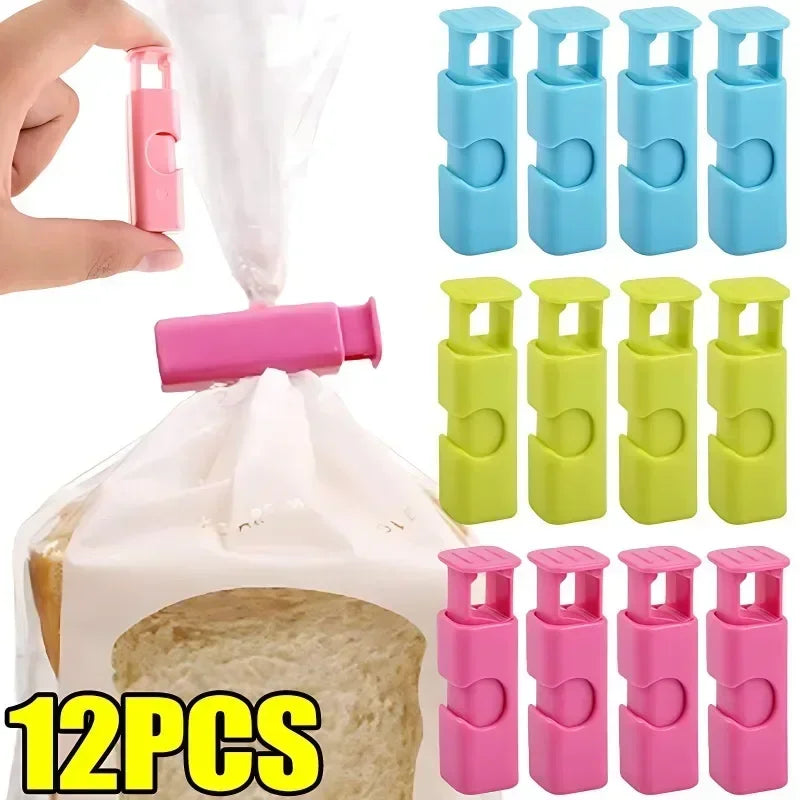 12 PCS Food Bag Clips – Reusable Snack & Bread Clips
