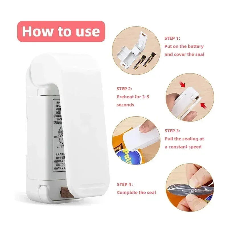 Mini Heat Bag Packaging Sealer Portable Plastic Bag Clip Sealing Machine Food Storage Seal Snack Sealing Kitchen Gadgets