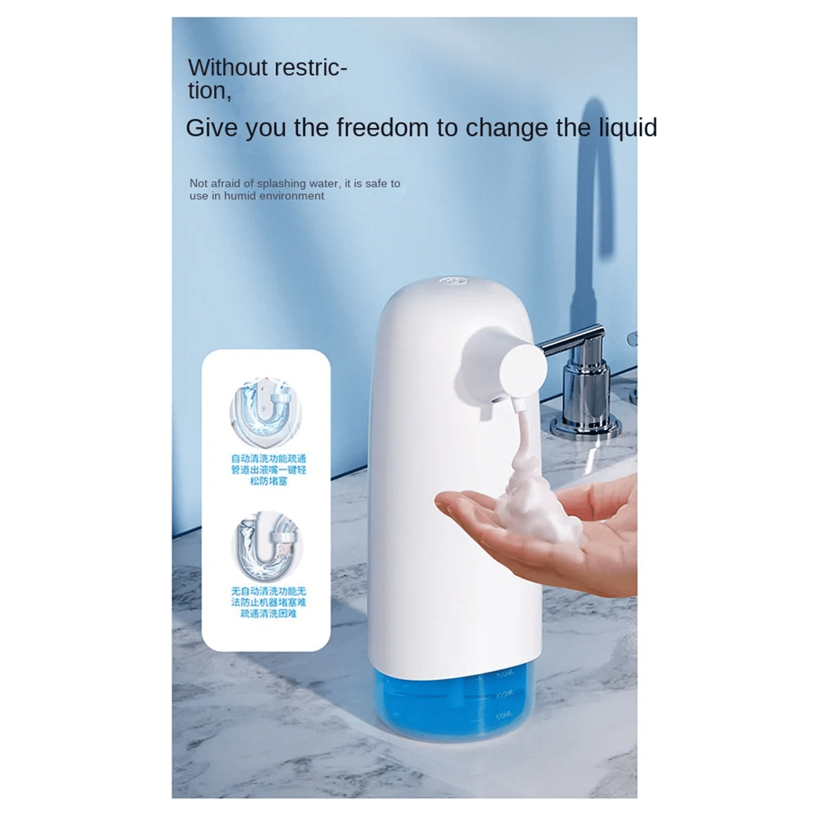 A44U 550ML Automatic Liquid Soap Dispenser 3 Gears Rechargeable Sensor Foaming Soap Dispenser for Kitchen Hotel Mall Black
