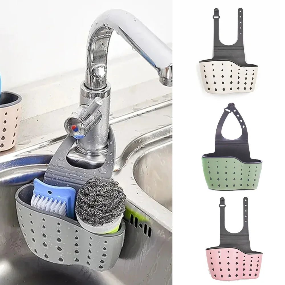 Kitchen Accessories Home Storage Drain Basket Kitchen Sink Holder Adjustable Soap Sponge Shlf Hanging Drain Basket Bag 1PCS - Youlander