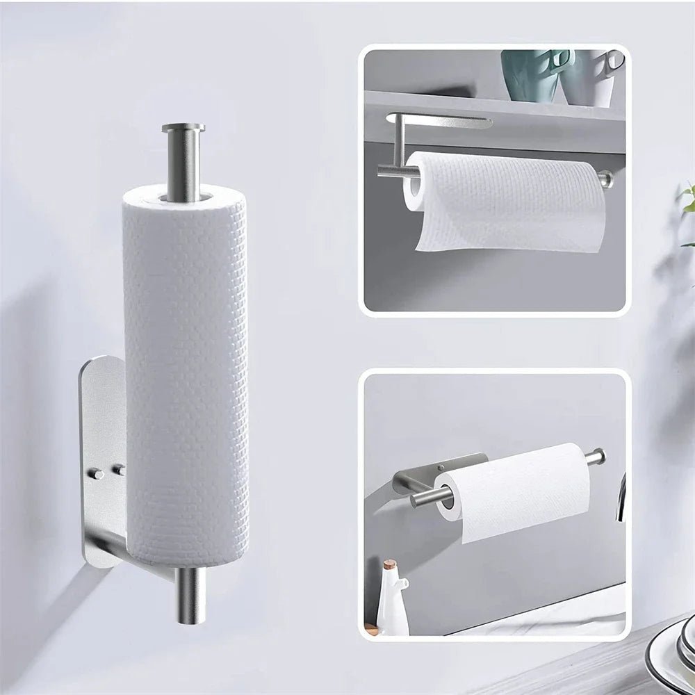No Punching Toilet Paper Holder Self Adhesive Toilet Roll Paper Holders Bathroom Kitchen Paper Roll Holder Bath Towel Holder