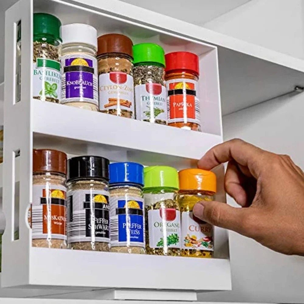 2-Tier Spice Drawer Organizer – Sliding Rack for Kitchen