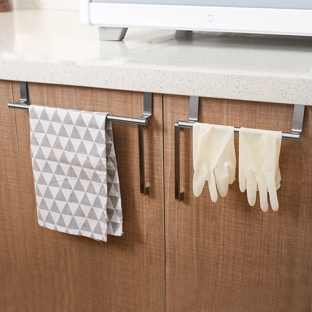 1 Towel Hanging Rod For Home Door, Non - Punching Stainless Steel Towel Rack, Bathroom, Kitchen Single Bar Towel Rod, Silver - Youlander