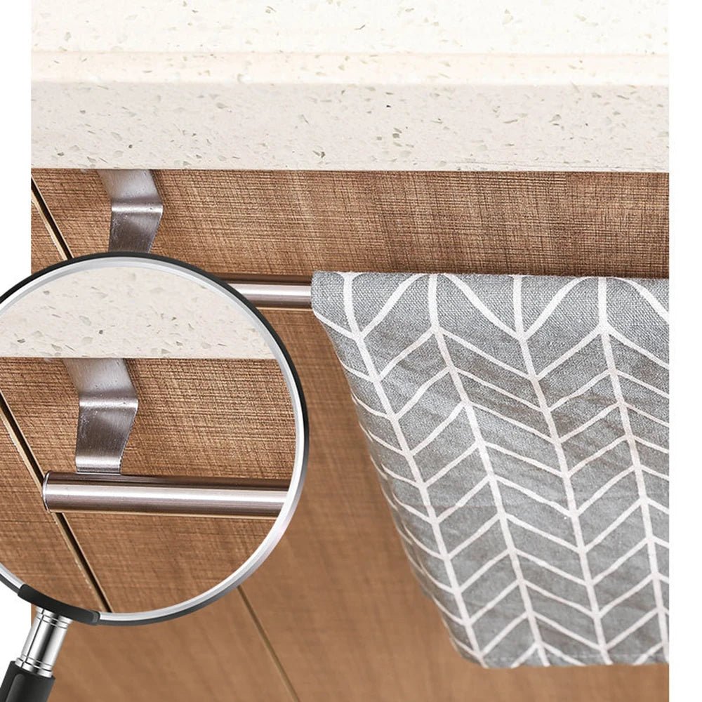 1 Towel Hanging Rod For Home Door, Non - Punching Stainless Steel Towel Rack, Bathroom, Kitchen Single Bar Towel Rod, Silver - Youlander