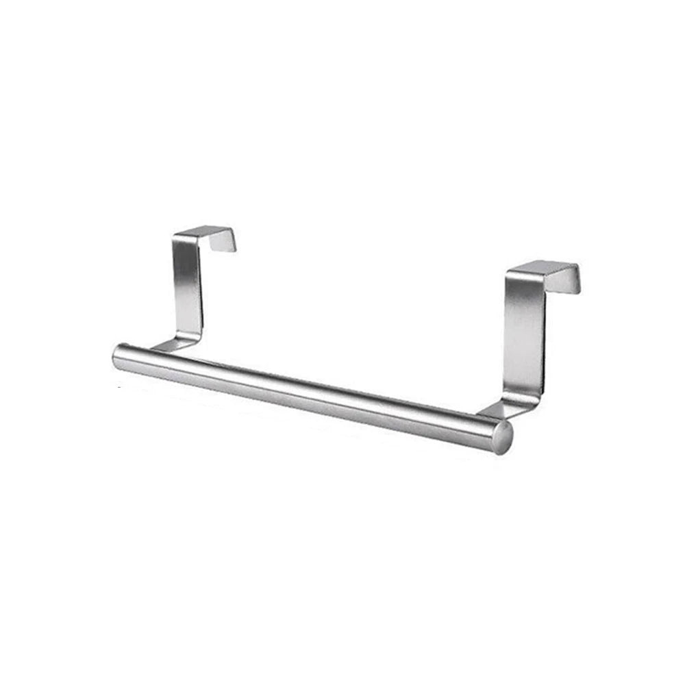 1 Towel Hanging Rod For Home Door, Non - Punching Stainless Steel Towel Rack, Bathroom, Kitchen Single Bar Towel Rod, Silver - Youlander