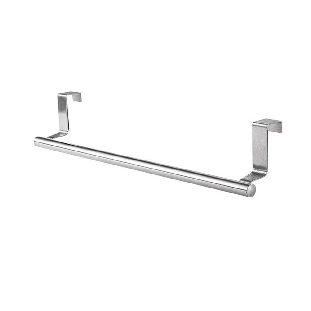 1 Towel Hanging Rod For Home Door, Non - Punching Stainless Steel Towel Rack, Bathroom, Kitchen Single Bar Towel Rod, Silver - Youlander