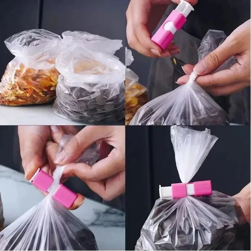 12 PCS Squeeze Bread Bag Clips Reusable Fresh Food Seal Plastic Clip Snack Bag Seal Spring Clip Home Kitchen Storage - Youlander