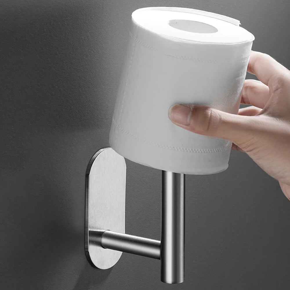 1PC Stainless Steel Roll Paper Holder Kitchen Plastic Wrap Wall Mount No Punch Hat Hanger Toilet Paper Holder Storage Hook - Youlander