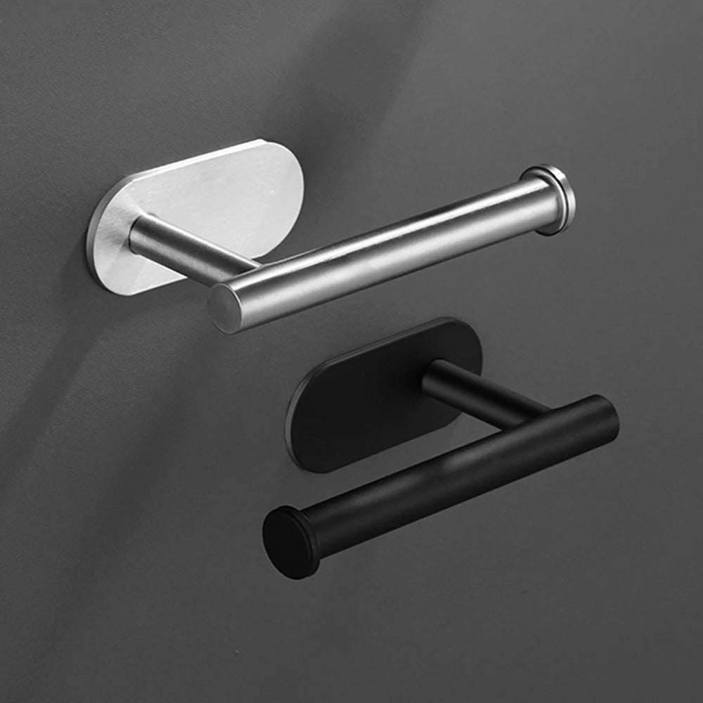 1PC Stainless Steel Roll Paper Holder Kitchen Plastic Wrap Wall Mount No Punch Hat Hanger Toilet Paper Holder Storage Hook - Youlander