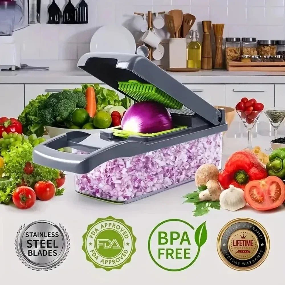 Multifunctional Vegetable Chopper Handle Food Grate Food Chopper Vegetable Slicer Dicer Cut 14/16 in 1 Kitchen Items Cocina - Youlander