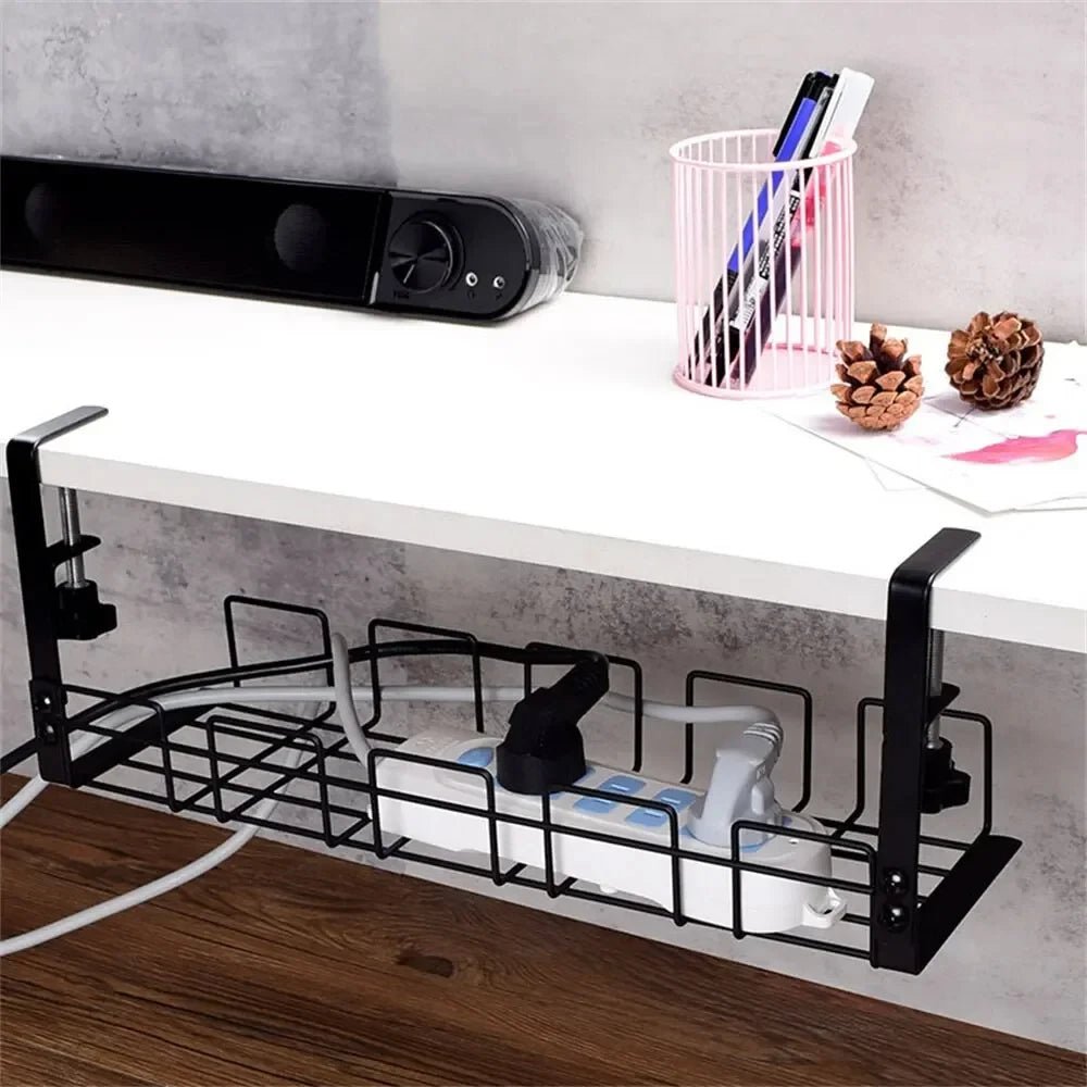 Undertable Storage Rack Metal Cable Tray Computer Desk Wire Organizer without Perforated Kitchen Storage Accessories - Youlander