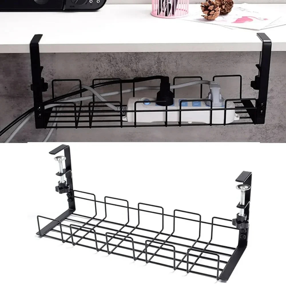 Undertable Storage Rack Metal Cable Tray Computer Desk Wire Organizer without Perforated Kitchen Storage Accessories - Youlander