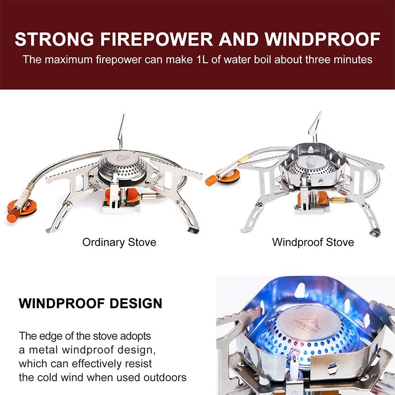 Widesea Camping Wind Proof Gas Burner Outdoor Strong Fire Stove Heater Tourism Equipment Supplies Tourist Kitchen Survival Trips - Youlander